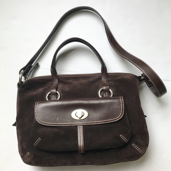 Andrea Mabiani Brown Leather Suede Satchel Tote - Picture 2 of 8